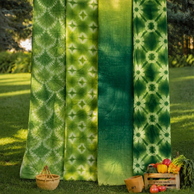 Green Gradient Tie-Dye Chiffon Fabric Drape