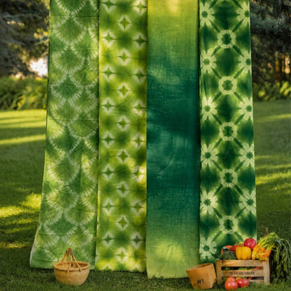Green Gradient Tie-Dye Chiffon Fabric Drape