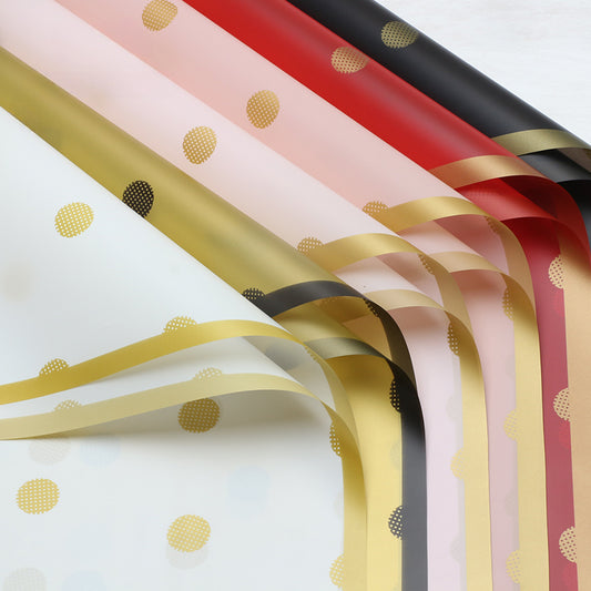 20 feuilles d'emballage en cellophane givré à pois (57x57 cm)