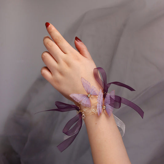Organza Butterfly Wrist Corsages for Bridesmaids