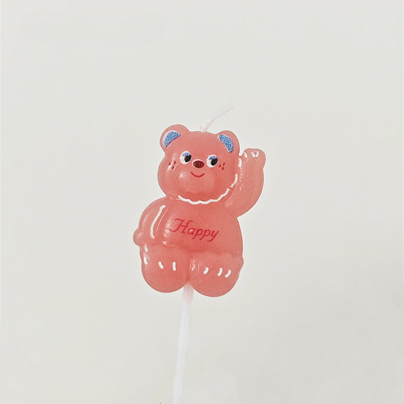 5 bougies d'anniversaire en forme de petit ours rose