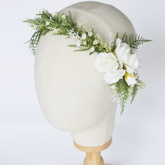 Rustic White Flower Bridal Headpiece