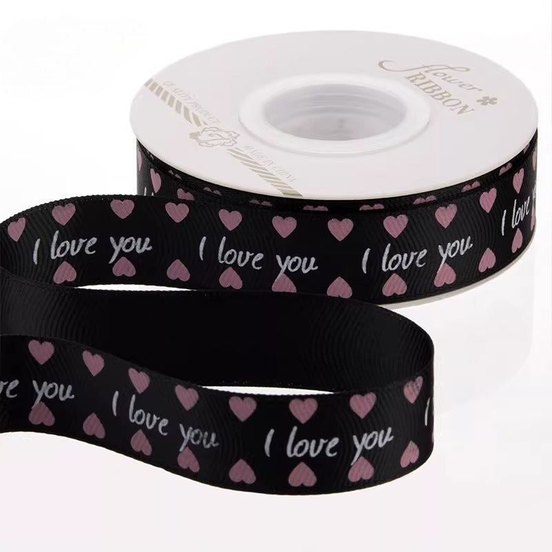 LOVE Heart Print Valentine’s Day Ribbon (2.5cmx25Yd)