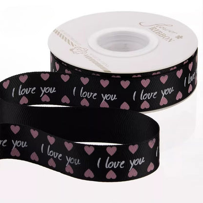 LOVE Heart Print Valentine’s Day Ribbon (2.5cmx25Yd)
