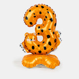 Load image into Gallery viewer, 23&quot; Standing Animal Number Foil Balloons