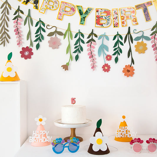 Happy Birthday Banner Flower Garland
