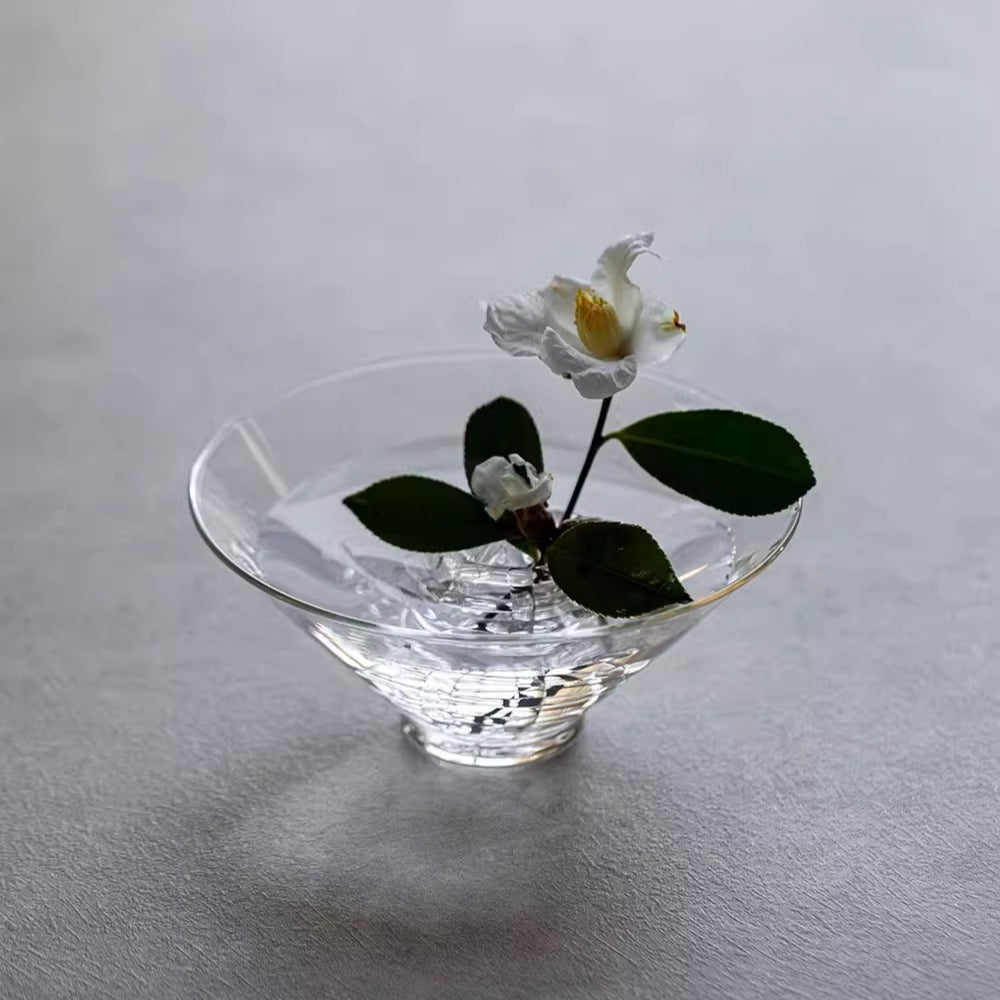 Clear Irregular Circular Glass Flower Frog