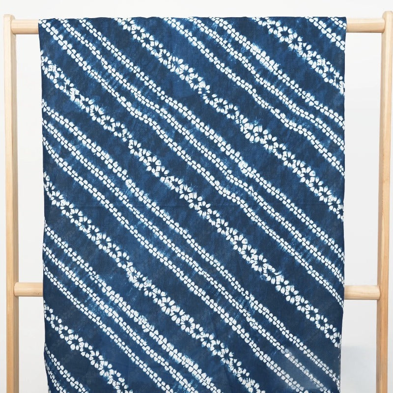 Indigo Blue Tie-Dye Cotton Fabric Drape