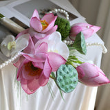 Load image into Gallery viewer, Pink Lotus &amp; Orchid Pearl Bridal Bouquet