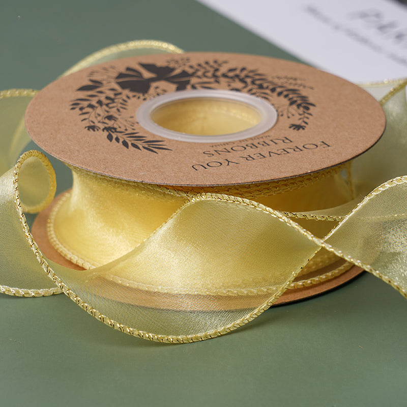 Curling Gold Edge Organza Ribbon (40mmx10Yd)