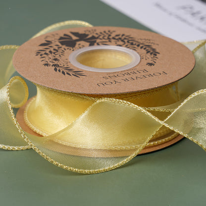Curling Gold Edge Organza Ribbon (40mmx10Yd)