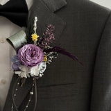 Load image into Gallery viewer, Lavender Preserved Rose Boutonniere &amp; Corsage