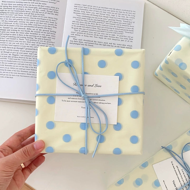 Cream Blue Polka Dot Tissue Paper Pack 50