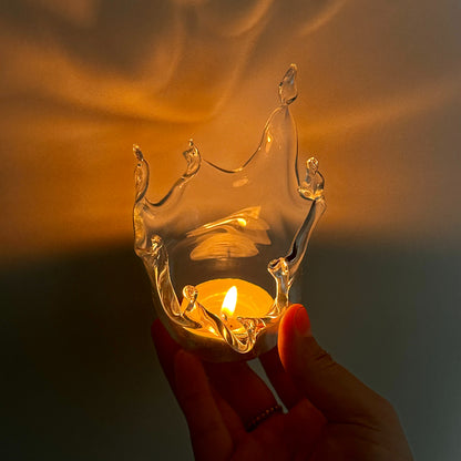 Splash-shaped Glass Candle Holder