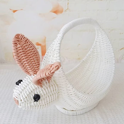 Handwoven Bunny Rattan Basket
