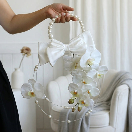 Bouquet de mariée orchidées blanches et perles