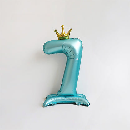 40 Inch Blue Standing Number Balloons with Crown