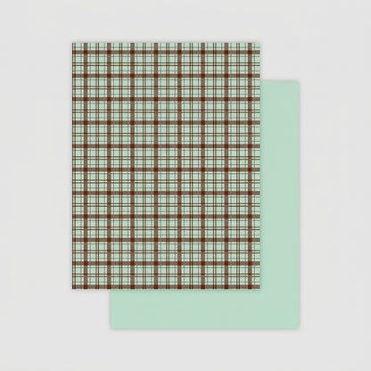 Vintage Plaid Kraft Floral Wrap Paper Pack 30 (15" x 20")