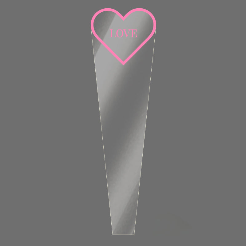 Clear Single Rose Sleeves with Heart Frame Pack 100