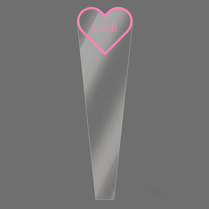 Clear Single Rose Sleeves with Heart Frame Pack 100