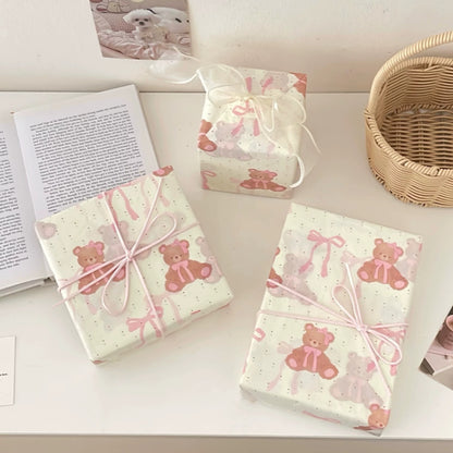 Pink Bow Teddy Bear Tissue Paper Pack 50