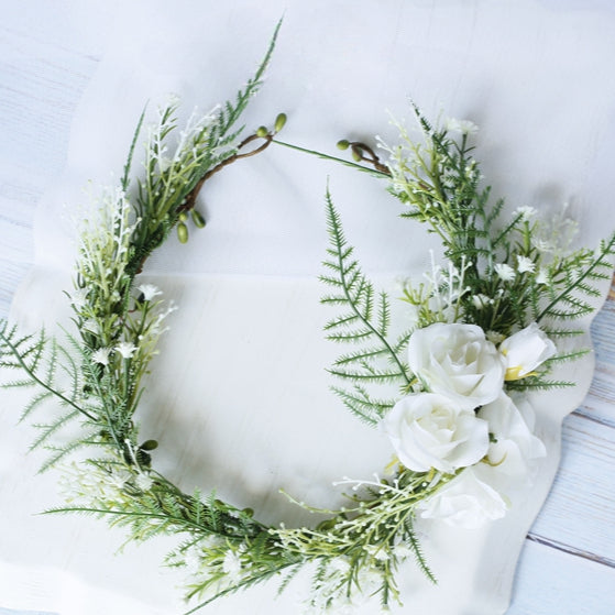 Rustic White Flower Bridal Headpiece