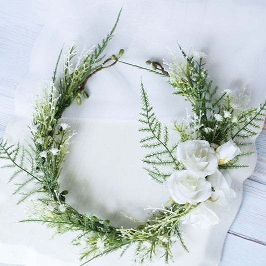 Rustic White Flower Bridal Headpiece