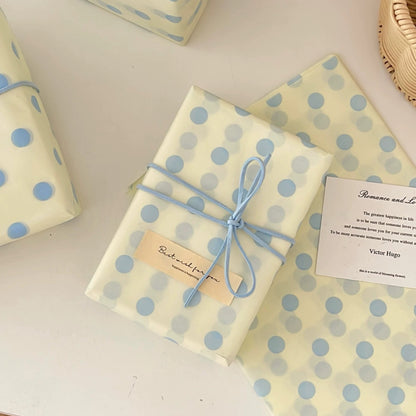 Cream Blue Polka Dot Tissue Paper Pack 50