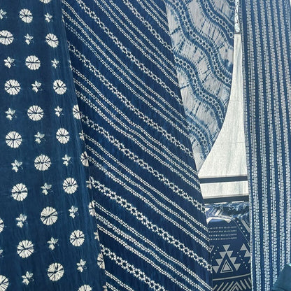 Indigo Blue Tie-Dye Cotton Fabric Drape