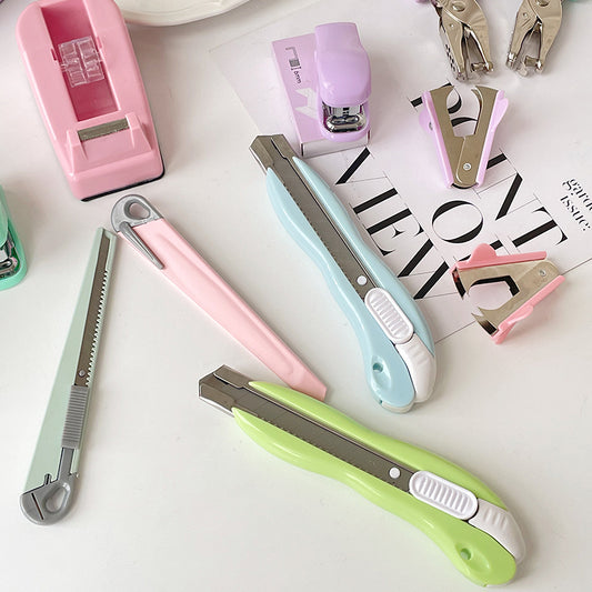 Macaron Color Stapler Tape Dispenser Hole Puncher