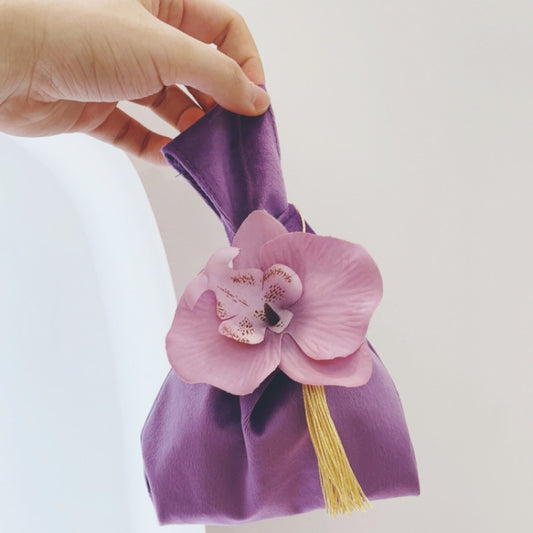 Sachets cadeaux en velours avec fleur artificielle, lot de 10