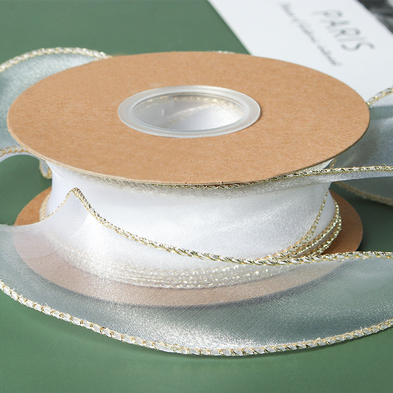 Curling Gold Edge Organza Ribbon (40mmx10Yd)