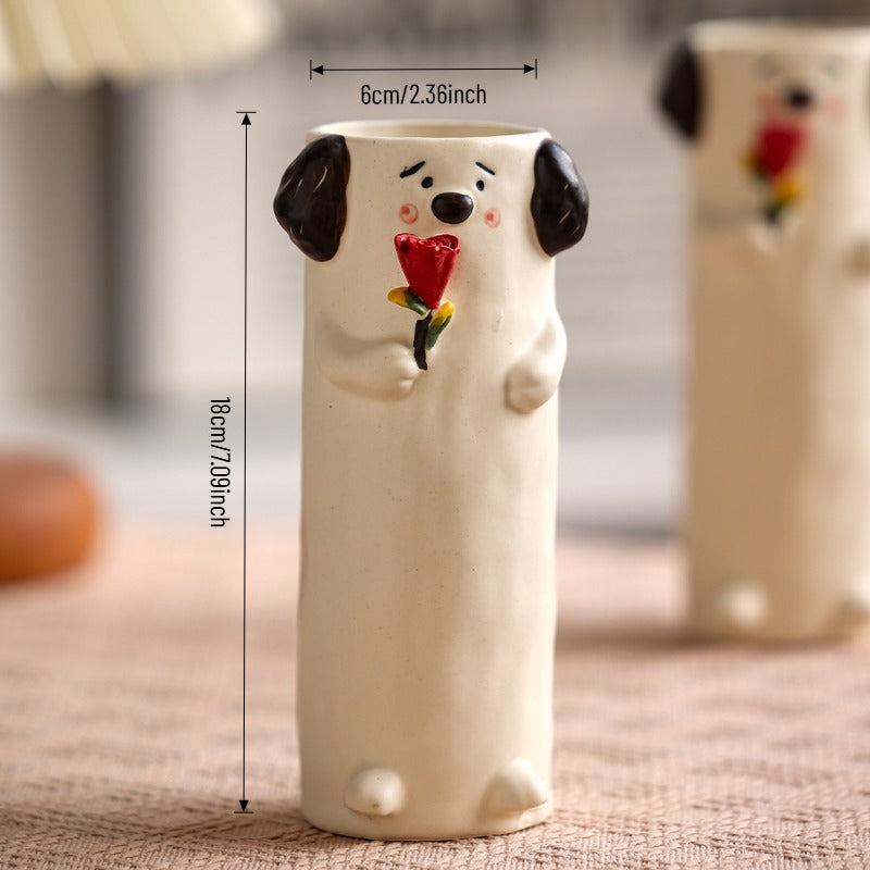 Cute Puppy Ceramic Flower Vase