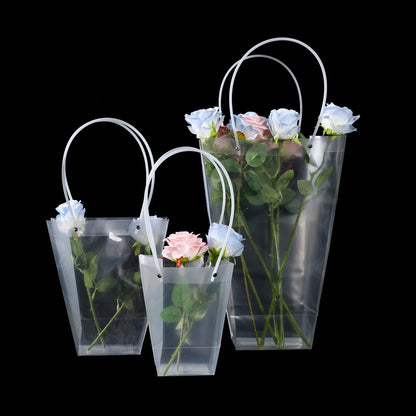 Clear Trapezoid Bouquets Packaging Bags Pack 10