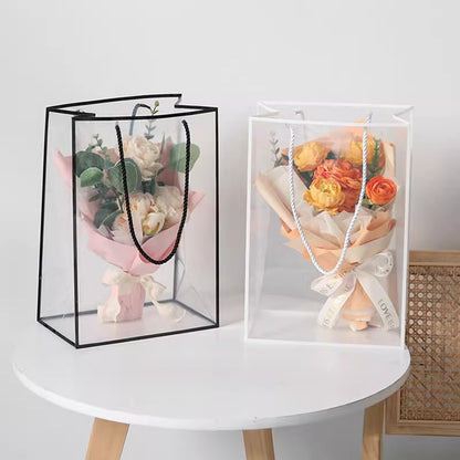 10pcs Clear Bouquet Gift Bags with Border