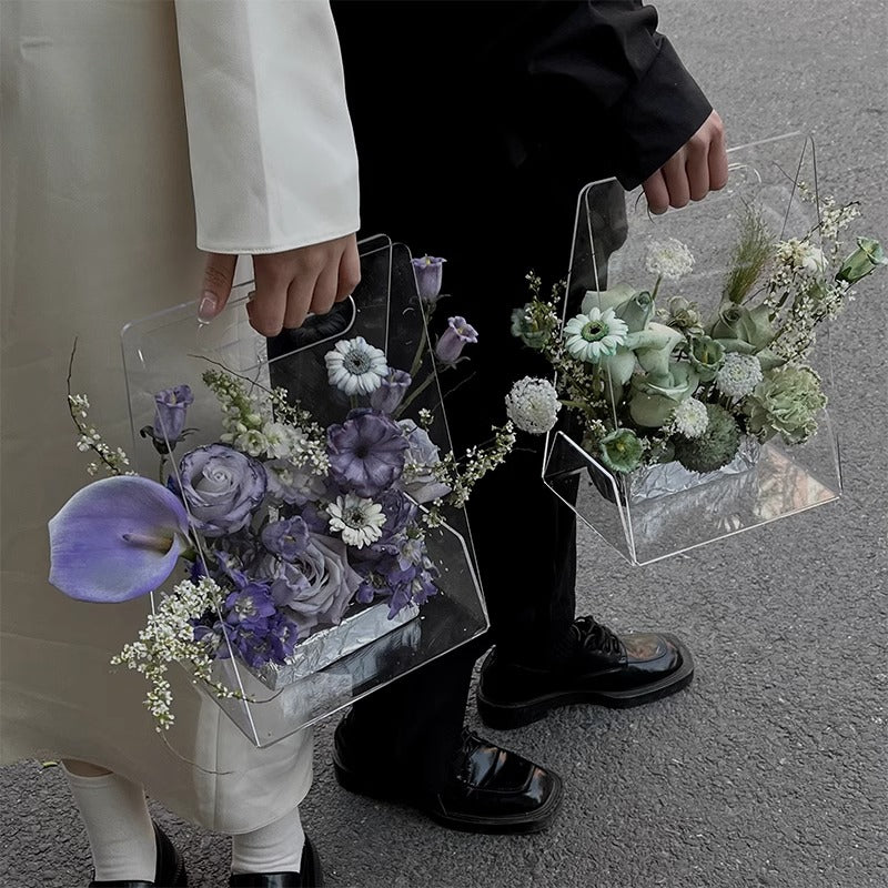 Clear Acrylic Flower Arrangement Box with Handle