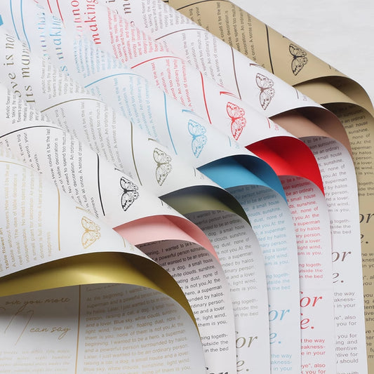 20 feuilles de papier pour bouquet style journal vintage (57x57 cm)