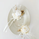 Load image into Gallery viewer, Preserved White Rose Wedding Boutonniere &amp; Corsage