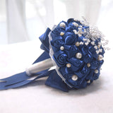 Load image into Gallery viewer, Satin Rose Bridal Bouquet with Pearl Accents