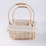 Load image into Gallery viewer, Gold Wire Flower Basket with Fabric Liner