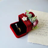 Load image into Gallery viewer, Floral Velvet Double Ring Box for Wedding