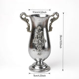 Load image into Gallery viewer, Antique Silver Metal Urn Planter Trumpet Vase