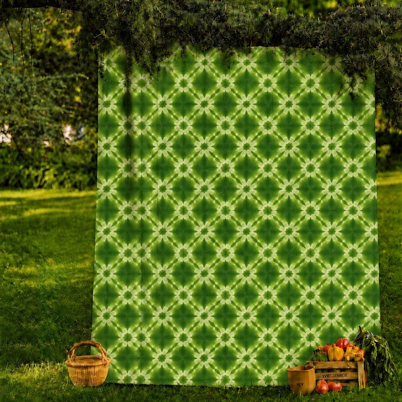 Green Gradient Tie-Dye Chiffon Fabric Drape