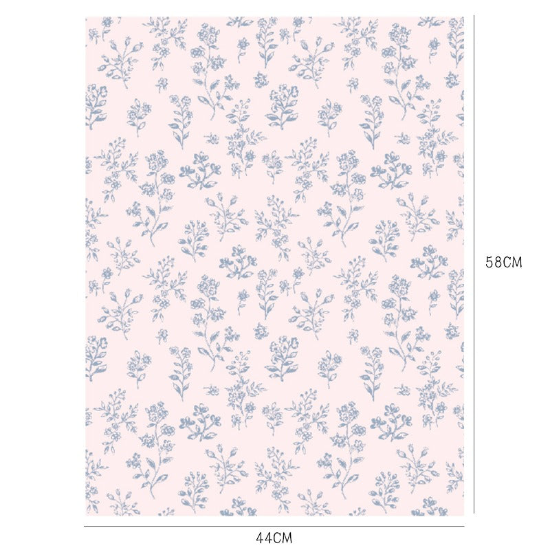Vintage Botanical Pink Flower Wrap Paper Pack 20 (17" x 23")