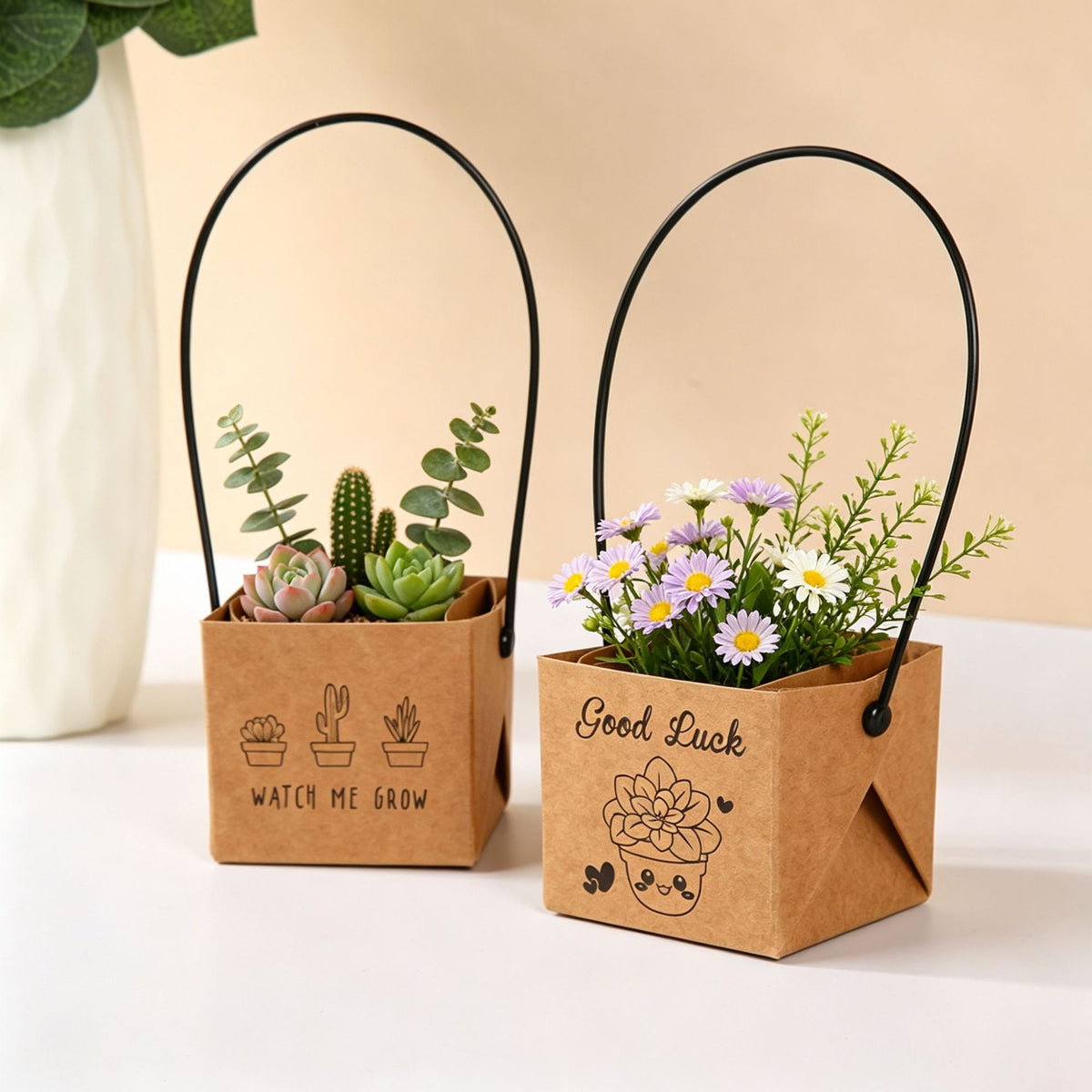 Waterproof Kraft Paper Succulent Gift Bags Pack 30