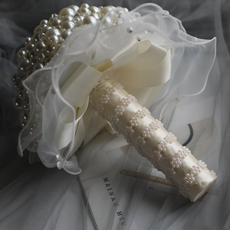 Handmade Pearl Rhinstone Bride Bouquet