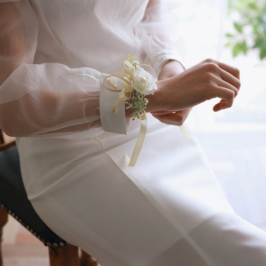 Classic Rose Pearl Ribbon Wrist Corsages (Set of 2)