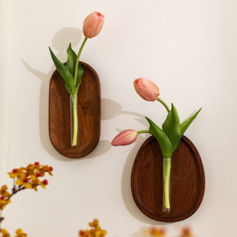 Wall-Mounted Test Tube Wooden Bud Vase