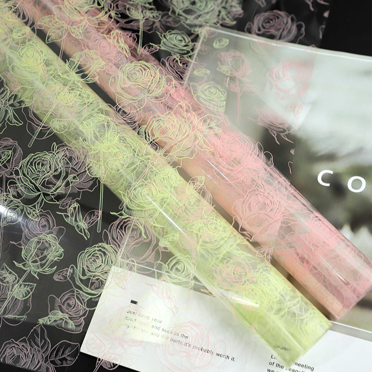 20pcs Rose Print Cellophane Wrap (57x57cm)