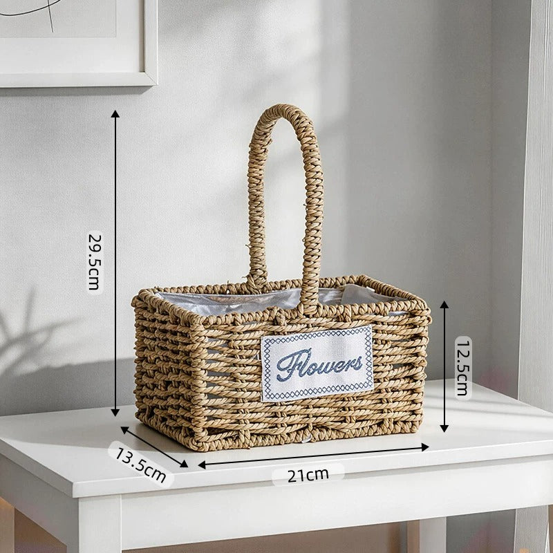 Rectangular Woven Flower Basket Set of 2